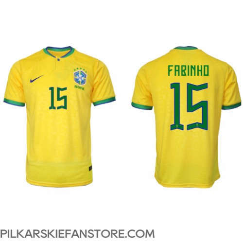 Tanie Strój piłkarski Brazylia Fabinho #15 Koszulka Podstawowej MŚ 2022 Krótkie Rękawy